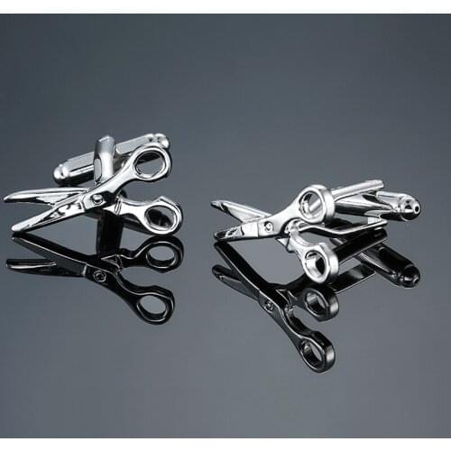 DY New high quality brass plated Silvery scissors Cufflinks fashion Mens French shirt Cufflinks wholesale