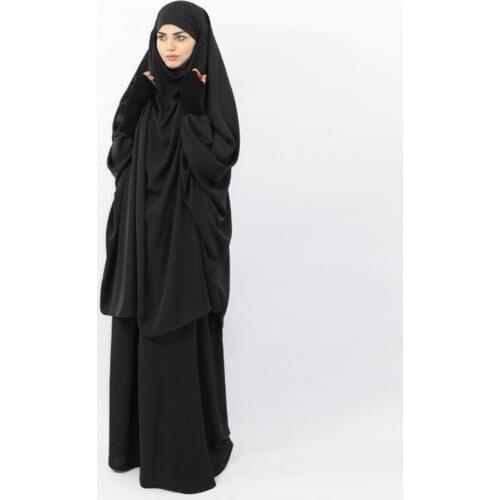 Eid Muslim 2 Piece Set Hooded Women Hijab Dress Prayer Garment Long Khimar Skirt Jilbab Abaya Ramadan Gown Abayas Islamic Niqab