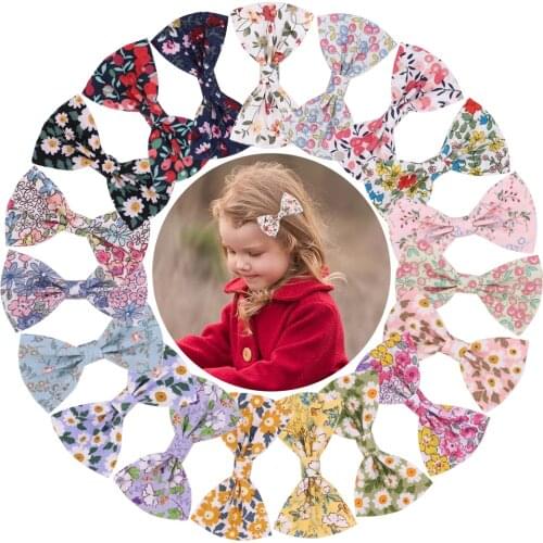 1Piece New Sweet Floral Bowknot Hairpins For Cute Girls Handmade Bow Hair Clips Cotton Boutique Barrettes Kids Hair Accessories
