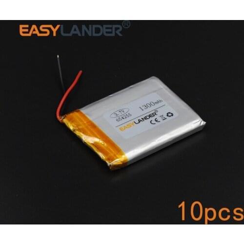 10pcs/Lot 3.7V 1300mAh Rechargeable li Polymer Li-ion Battery For electronic part DIY lighting Oticon Streamer GPS PDA 654255