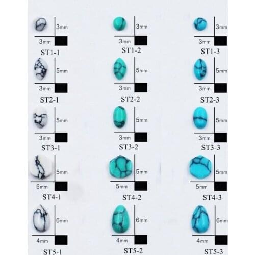 10pcs/bag Free Shipping High Quality Cracking-Effect White Green and Blue Stone ST1-5