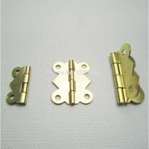 12pcs Golden Butterfly Jewelry Chest Gift Wine Wood Wooden Box Case furniture Dollhouse Door Hinge With Screws