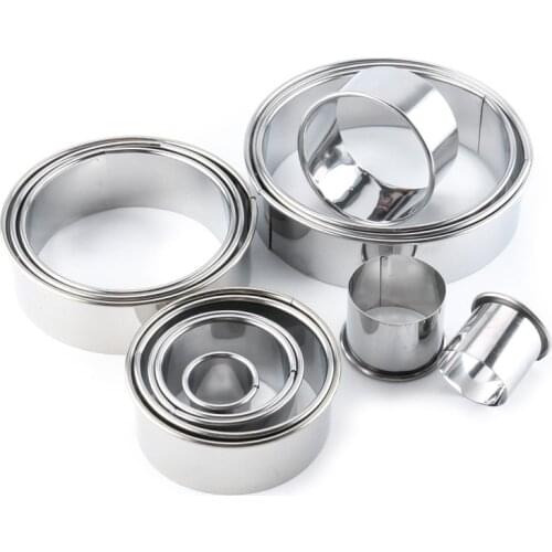 14pcs/Set Stainless Steel Round Cookie Moulds Practical Biscuit Cutters Circle DIY Mousse Cake Dessert Pastry Decorating Tool