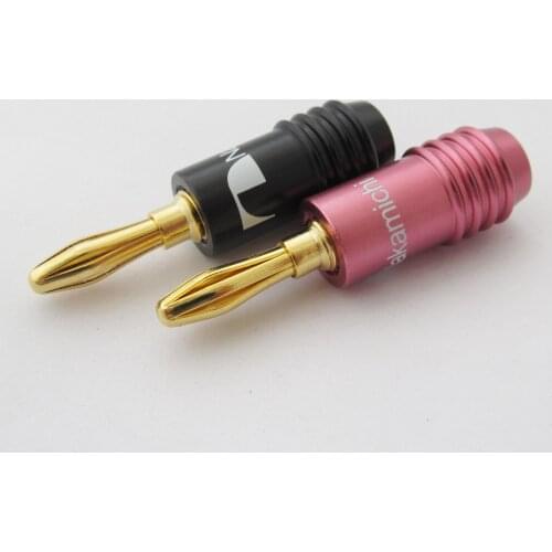 2pcs Nakamichi 24K Gold Plated Speaker Cable Wire 4mm Banana Plug Audio Connector