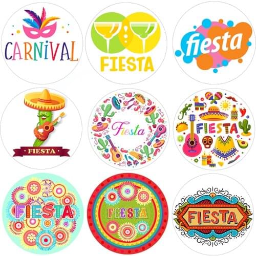 24/48pcs Fiesta Party Birthday Stickers Round Seal Sticker Label Mexican Bachelorette Fiesta Party Decoration Holidays Supplies