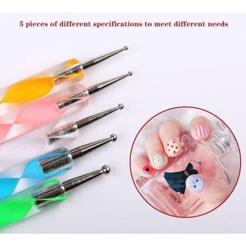Nail Art 5 fulcrum drill pen, double-headed screw rod, DIY acrylic multifun ctional crystal painting pen nail pen set tool New