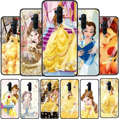 Disney Belle Princess Tempered Glass Cover For OnePlus Z 7 8 9 7T 8T 9R Nord 5G Pro Silicone Phone Case Coque