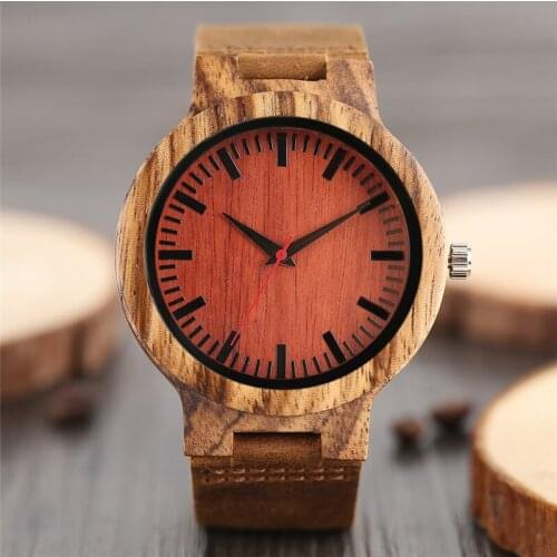 Wooden Watch Natural Tree Stripes Case Concise Unisex Bamboo Quartz Wristwatch Minimalist Fashion Wood Couple Clock Gifts