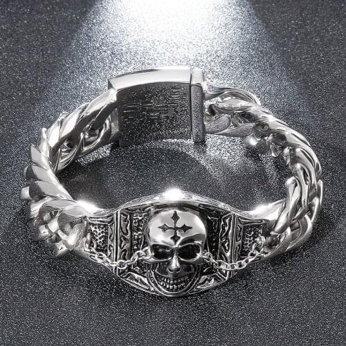 European and American fashion encrypted chain bracelet 316L stainless steel creative skull bracelet