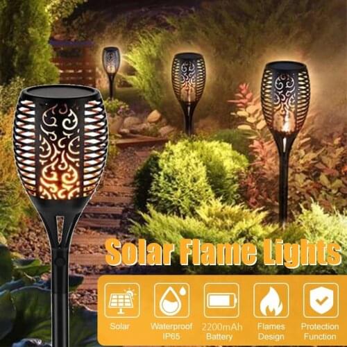 Hot 51LED 96LED Solar Flame Torch Light Flickering Waterproof Garden Decor Landscape Lawn Lamp Path Lighting Torch Outdoor Light