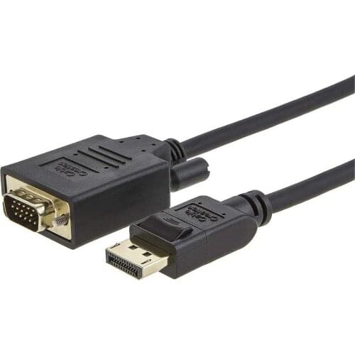 Displayport to VGA Cable , DP to VGA Cable Gold Plated, Standard DP Male to VGA Male Cable Black Color