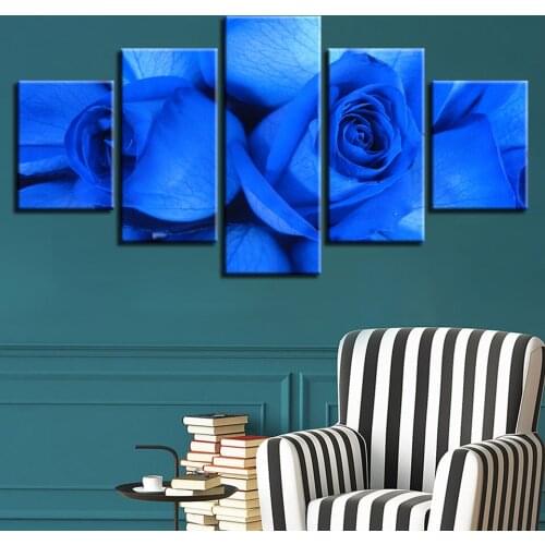 Beautiful BlueRose Canvas HD Prints Posters Home Decor Wall Art Pictures 5 Pieces Art Paintings No Frame