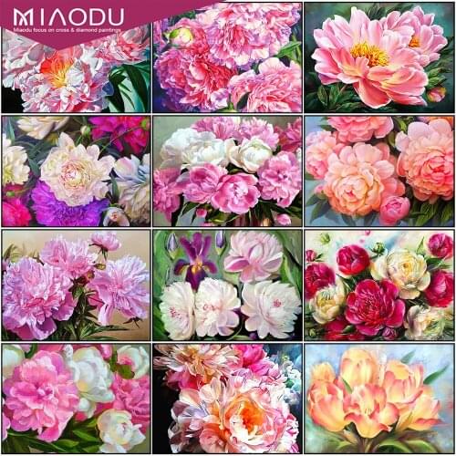 Miaodu 5D DIY Diamond Painting Flower Round Diamond Embroidery Rose Rhinestone Mosaic Cross Stitch Kit Home Decoration Gift