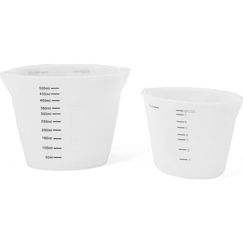 500Ml and 250Ml Reusable Silicone Measuring Cups Household Translucent Measuring Cups with Graduations DIY Baking Tools