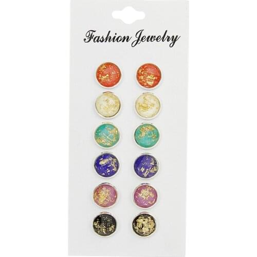 2020 Korean Style Womens Small Stud Earrings Set Cute Round Mixed Color Stainless Steel Earring Fashion Jewelry Birthday Gift