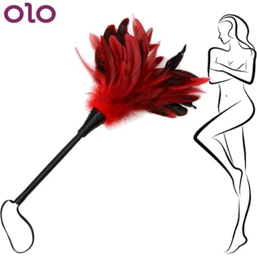 OLO Feather Whip Clitoris Tick Slave Role Play Spanking Bondage Adult Game Erotic Sex Toy for Man Woman Couple Flirting