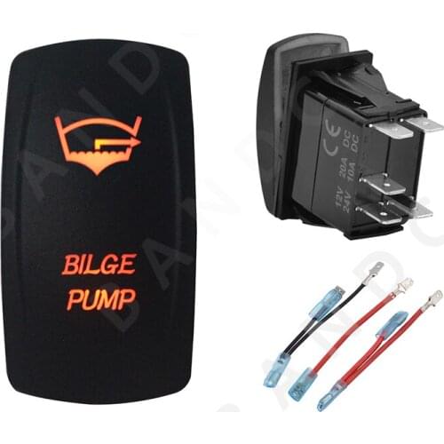BILGE PUMP Rocker Switch 5P ON-OFF SPST Laser Etched Orange Illuminated Led for Car Boat Marine ARB RV Bus Yacht,Jumper Wire Set
