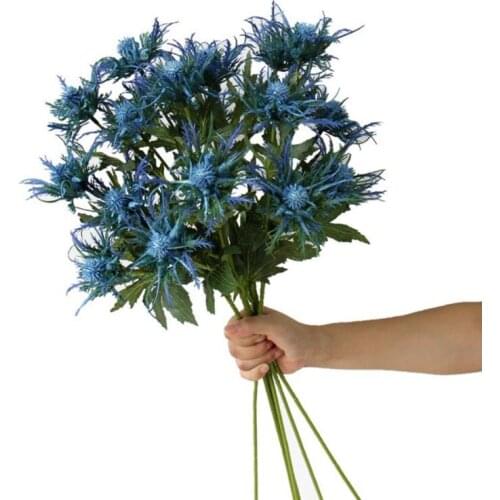 10p Plastic Eryngium Foetidum Flower Stems Artificial Leucospermum Cordifolium Branch Wedding Home Decorative Artificial Flowers