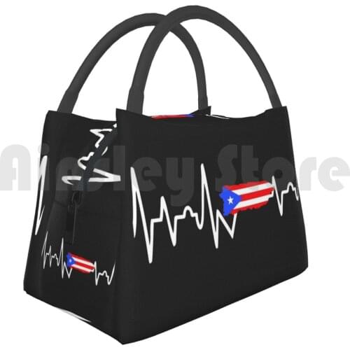 Portable Insulation Bag Puerto Rico Flag Heart Boricua Puerto Rican Heart Beat Boricua Pride Orgullo Taino Mapa
