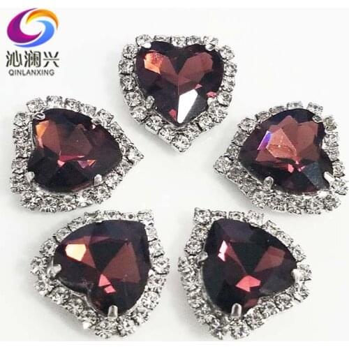 Silver bottom Wine red top grade Crystal glass buckle,heart shape sew on rhinestones Diy/jewelry accessories 12mm/14mm/18mm