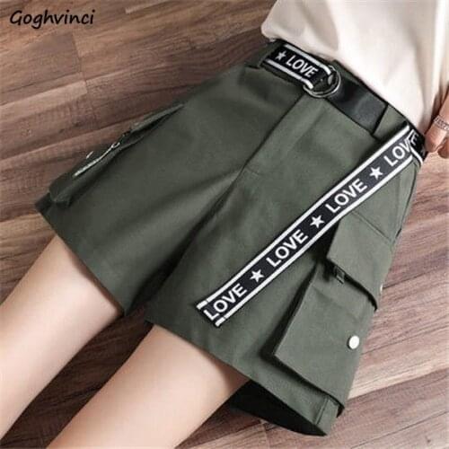 Shorts Women Summer BF Loose 3XL Streetwear Safari Style Pockets Sashes All-match A-line Wide-leg Casual Chic Ulzzang Trendy New