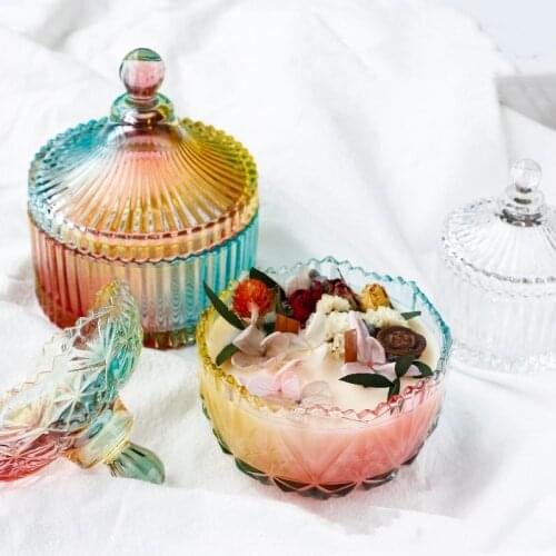 DIY Candle Glass Round Crystal Jars Empty Tank Candle Holder Decoration Fruit Container Jewelry Storage Cans XJ74