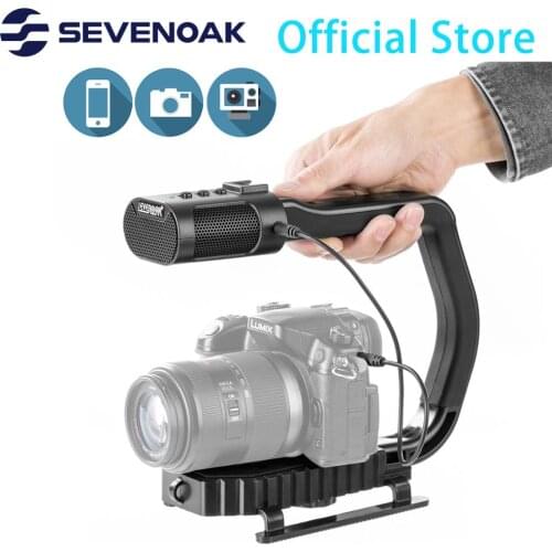 Newest Sevenoak Universal Video Handle Grip with Built-in Stereo Microphone for iPhone 11 Smartphone GoPro DSLR Camera Camcorder