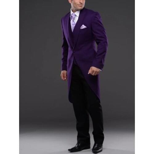 Morning Style Men Suits One Button Groom Tuxedos Peak Lapel Groomsmen Wedding Bridegroom 3 pieces ( Jacket+Pants+Vest)