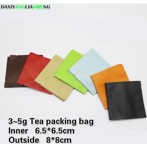 200pcs/lot 8x8cm 3g Vacuum Aluminum Foil Bag Custom Tea Packaging Bag Powder Dried Fruit Trilateral Sealed Thick Flat PE Bag