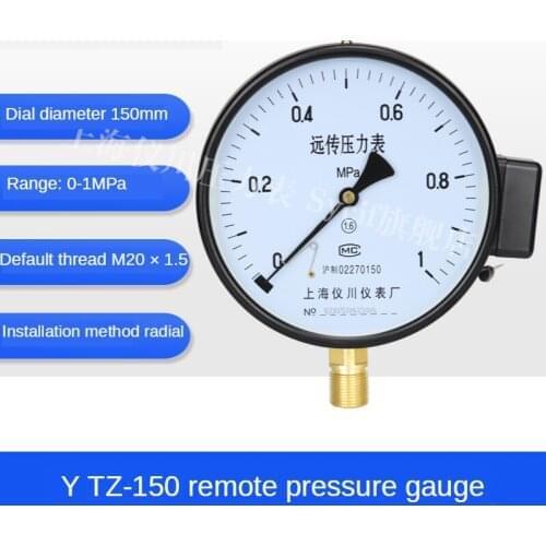 VFD Pump Gauge 150mm 0-1Mpa Resistance Remote Pressure Dial Diam Radial Mount Pneumatic