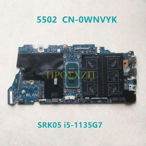 High quality For DELL 5502 CN-0WNVYK 0WNVYK WNVYK 19861-1 SRK05 I5-1135G7 CPU Laptop Motherboard With100% working well