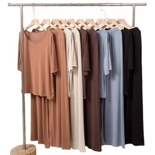 Fdfklak High Quality Womens Pajamas Set Soft Pyjamas Homewear 2021 Summer New Sleepwear 2 Piece Set Sleeping Home Wear