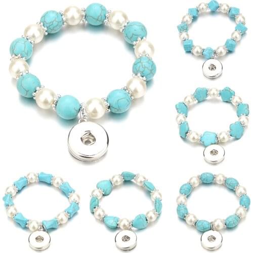 Snap Button Jewelry Bracelet Trendy Elastic Metal 18mm Snap Button Bracelet Bangles Fit 18MM Snap Jewelry Women Beads Bracelets