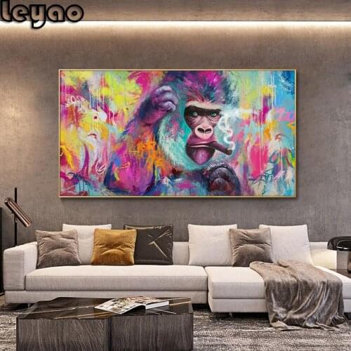 Animal Funny Smoking Orangutan Big size diamond Paintings Wall Art diamond embroidery Modern Wall Art diy full drill,Room Decor