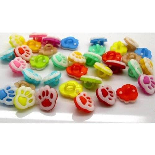 100Pcs Mixed Acrylic Animal Footprint Apparel Sewing Buttons For Kids Clothes Scrapbooking Decorative Handicraft DIY Accessorie