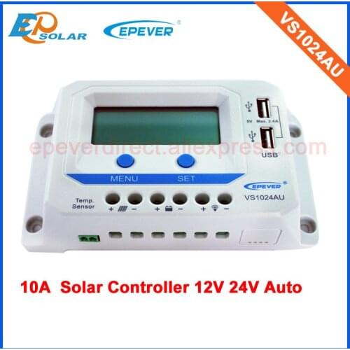 10A 12V 24V solar charger controller PWM EPEVER EPsolar battery regulator VS1024AU LCD display USB port