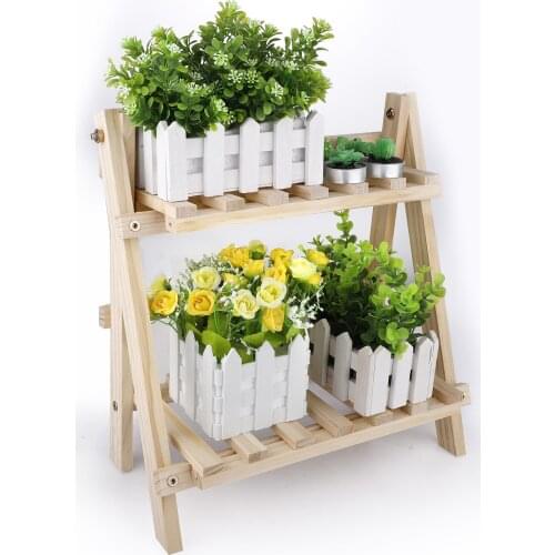 2-Tier Wooden Plant Stand Flower Pot Display Rack Shelf Nordic Simple Plant Pot Stand Balcony Detachable Pot Holder Bonsai Rack