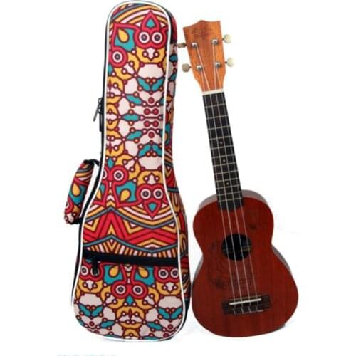 23 Inch Tropical Pattern Style Ukulele Guitar Bag Backpack Double Shoulder Strap Cotton Soft Padded Ukelele Carrying Case