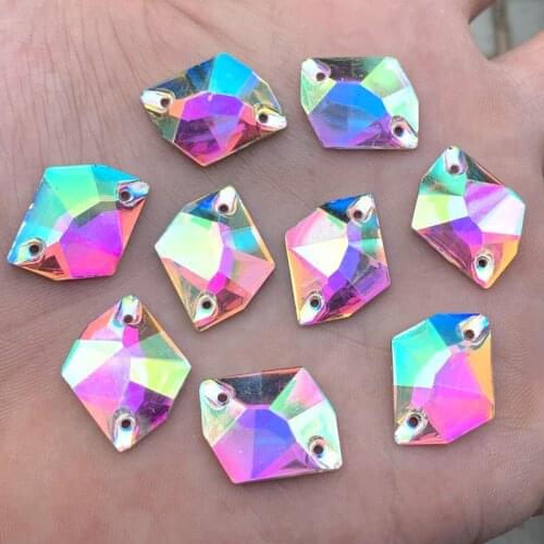 25pcs 16*20mm Clear AB Crystals Flat Back Rhinestones Stones Appliques Acrylic Gems Rhombus Fancy Crystal Strass -Z603