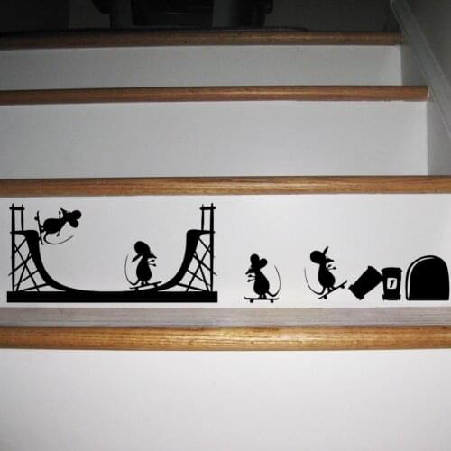 3d Funny mouse hole wall stickers decals Living room Bedroom wall art wallpaper mural Home decoration