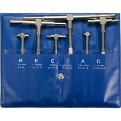 6Pcs Set Telescopic Gauge Set Micrometer Measurement Bore Engineers Kit 8-150mm Silver