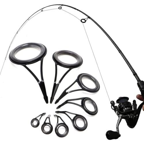 8PCS 8 Sizes Fishing Ceramics Tips Stainless Steel Carbon Spinning Rod Guide Tip Top Ring Circle Pole Repair Kit Set