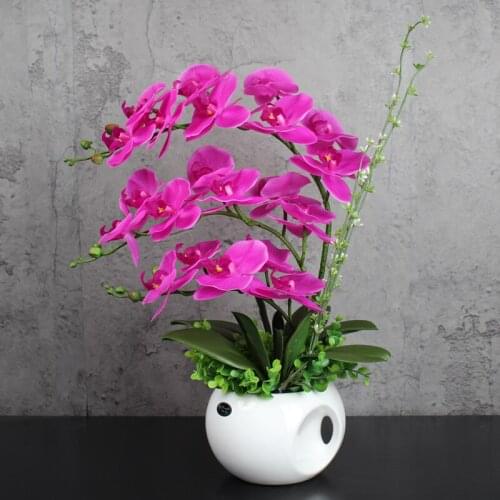 90cm Latex Real Touch Artificial Orchid Flower No Plant Vase Christmas Wedding Home Decoration Blue Purple Rose