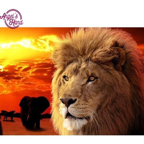 5D DIY diamond embroidery Lion and elephant diamond painting Cross Stitch full square Rhinestone mosaic home decoration