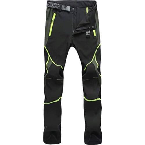 Mens Pants Quick Drying Color Stitching Outdoor Mountain Climbing Pants Men Clothing Windproof Zipper Pocket Mid Rise Trousers