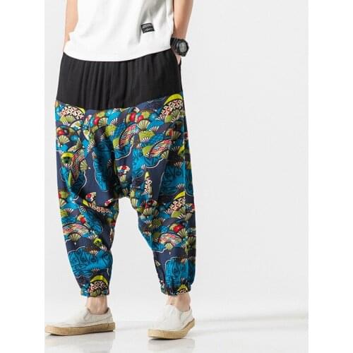 5XL Men Yoga Pant Sweatpants Linen Loose Wide Leg Harem Baggy Bloomers Running Jogger Fitness Gym Workout Casual Pant Activewear