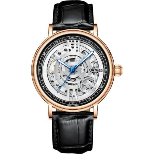 Mens Watches TopBrand Luxury Gold Clock Hollow Automatic Mechanical Business Waterproof Clocks Mens Watches Auto Date j069