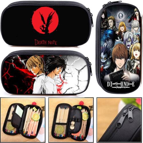 Large Capacity Death Note Cartoon Anime Pencil Case Cool Canvas Pencil Box School Pen Bag Cartoon Cosmetic Case