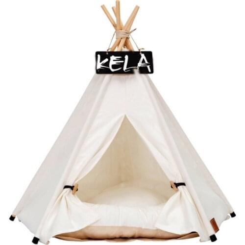 Pure White Pet Tent House Cat Bed Portable Teepee for Small Dog Indoor Outdoor Foldable Puppy Tents Canvas Nest Pet Supplies
