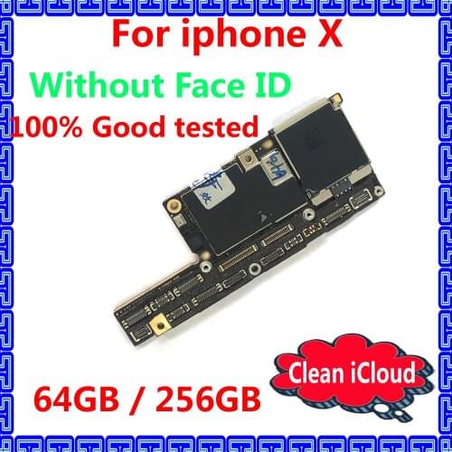For iphone X good working motherboard with IOS system 64GB 256GB Original mainboard unlocked icloud logic board with full chips